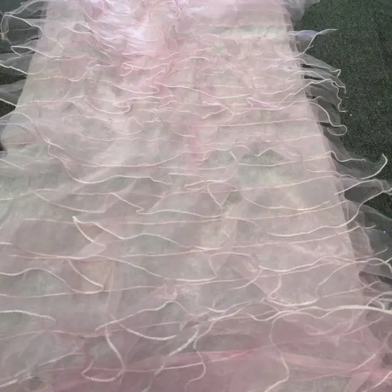 1 Yard Voluminous Ruffle Organza Fabric for Backdrops & Dresses 52/54" Width Pink {1}