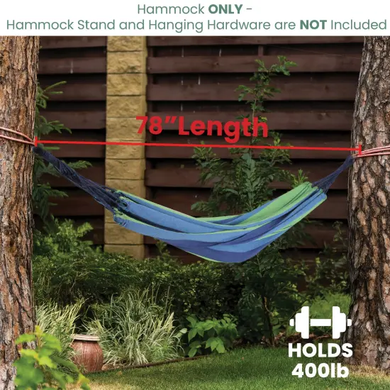 Northlight Striped Woven Two Person Double Brazilian Hammock - 78" x 59" - Blue and Green {5}