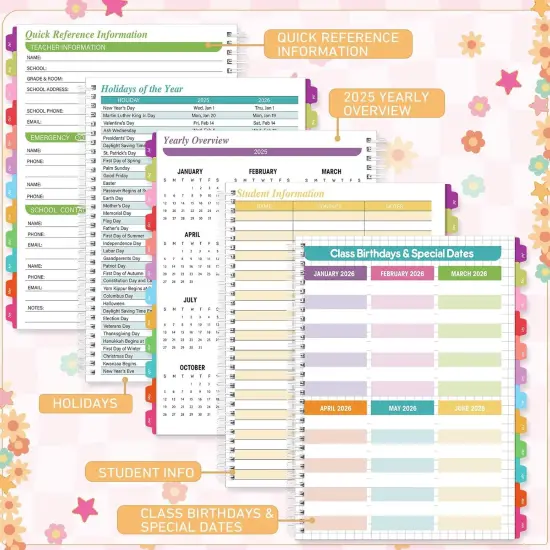 Teacher Planner 2025-2026 - 11 x 8 Inch (Retro) {4}