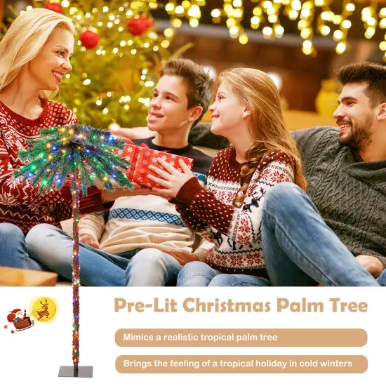 Costway 6FT Pre-Lit Artificial Tropical Christmas Palm Tree w/ 210 Multi-Color Lights {6}