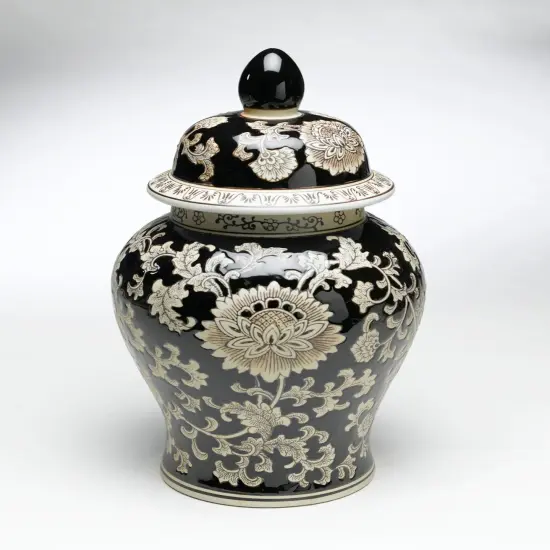 AA Importing 59757 18 Inch Black & Cream Ginger Jar {1}