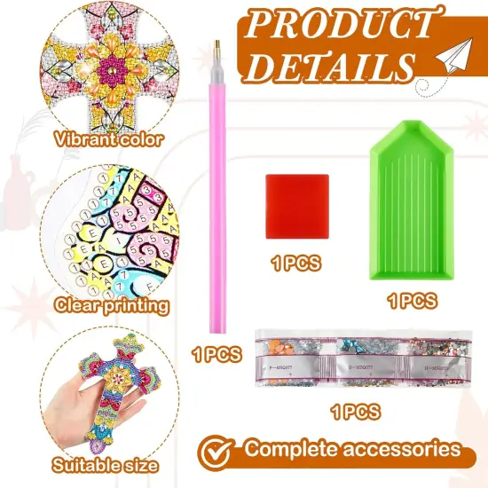 12 Pcs Cross 5D Diamond Painting Bookmarks Rhinestone Kits {4}