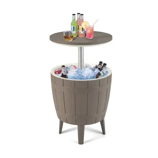 PP Metal 3-in-1 Cooler Bar Table with 10 Gallon Bucket Brown {4}