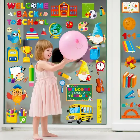 9 Sheets Welcome Back to School Window Clings {5}