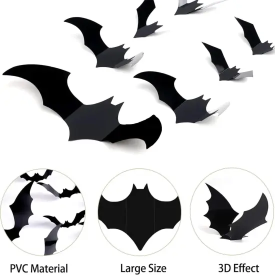 140 Pcs Halloween Bats Wall Decor {2}
