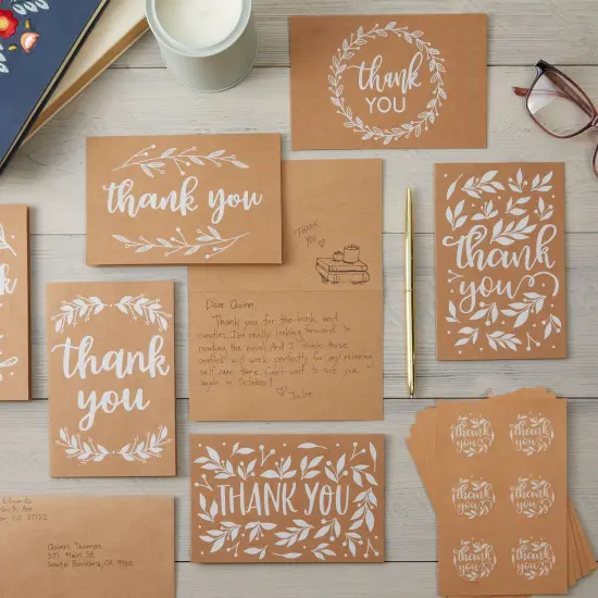 Rustic Kraft Thank You Cards with Envelopes and Seals, 6 Designs (4x6 In, 48 Pack) {2}