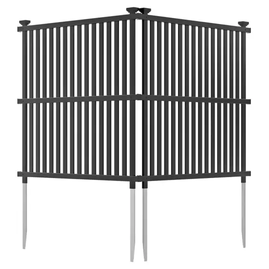 Costway 2/4 PCS Air Conditioner Fence Panels with Metal Ground Stakes No Dig Trash Can Enclosure Black {7}