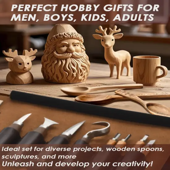 Deluxe Wood Carving Tools Set with Leather Case {3}