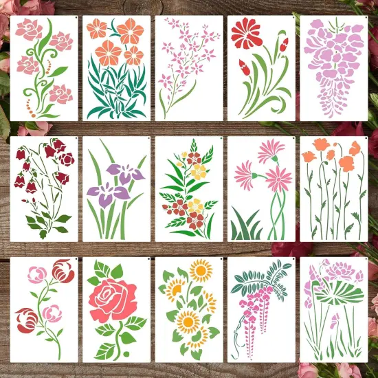 15PCS Flower Stencils {1}