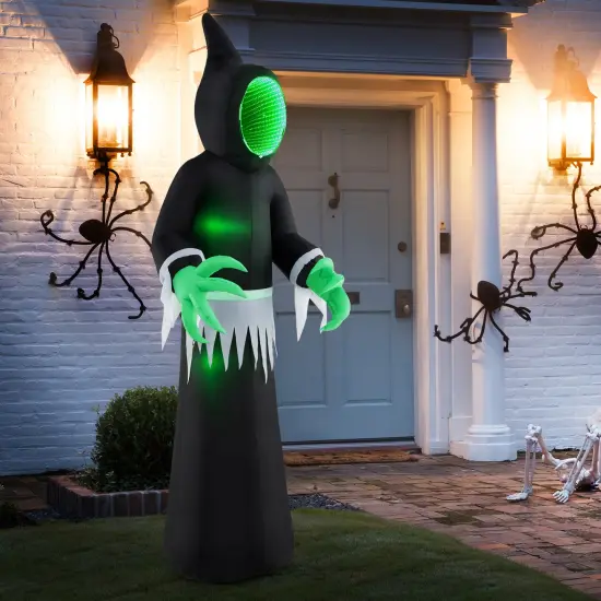 8 Feet Giant Halloween Inflatable Ghost with Built-in LED Lights and Mirror Face {3}