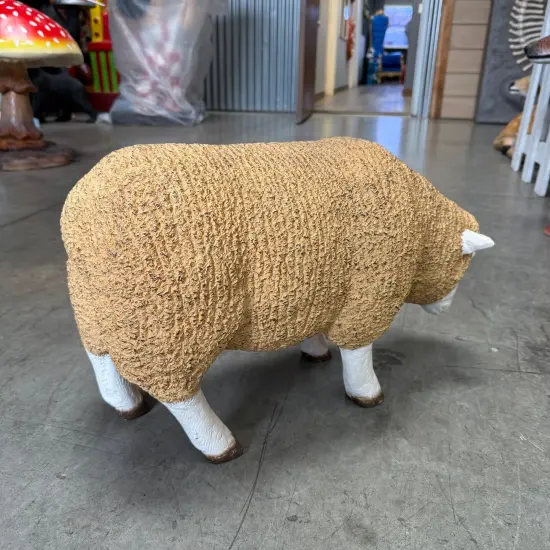 Baby Merino Ewe Head Down Life Size Statue {6}