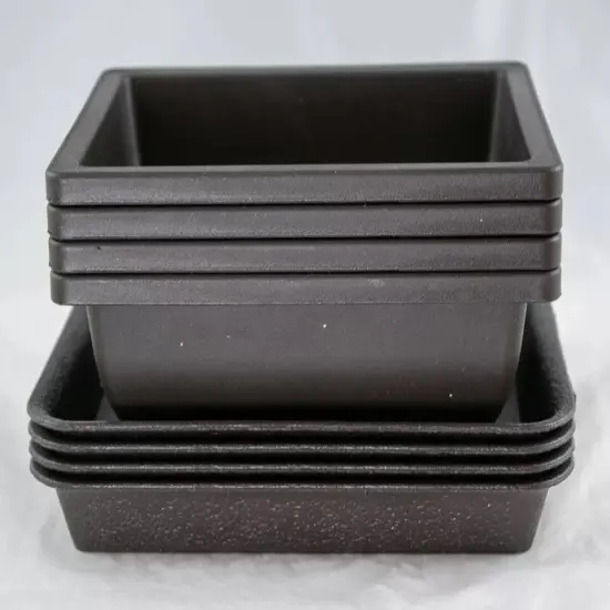 4 Sets Rectangular Plastic Cactus, Bonsai Training Pot + Tray 6.25"x 4.75"x 2" {3}