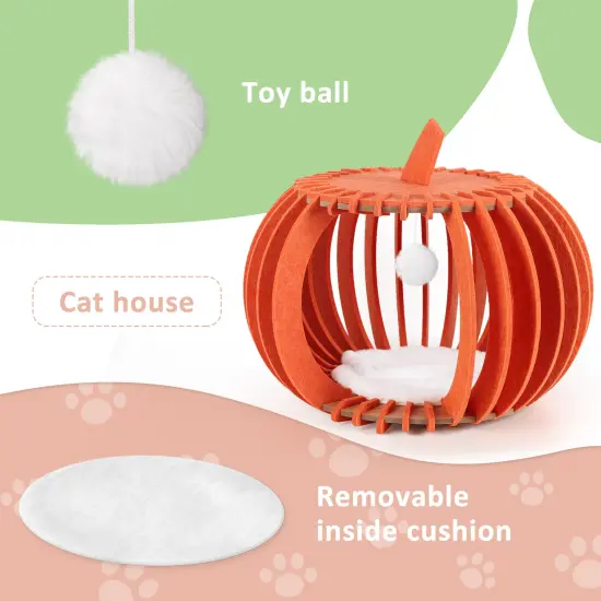 Portable & Collapsible Bed for Cats Dogs, Ideal Gift for Cat Dogs Lovers & Halloween Decor Orange {4}