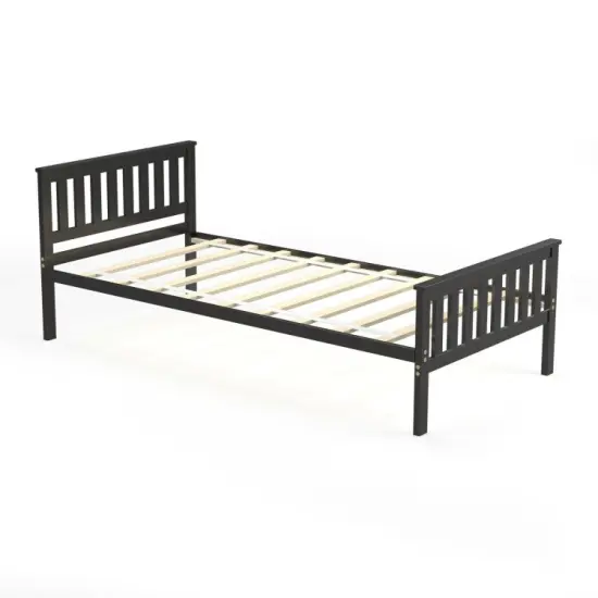 Wood Platform Bed with Headboard - Twin/Full/Queen Size, Sturdy Frame, Modern Design {7}