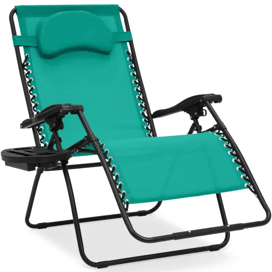 Best Choice Products Oversized Zero Gravity Chair, Folding Outdoor Patio Recliner w/ Cup Holder Mint {1}