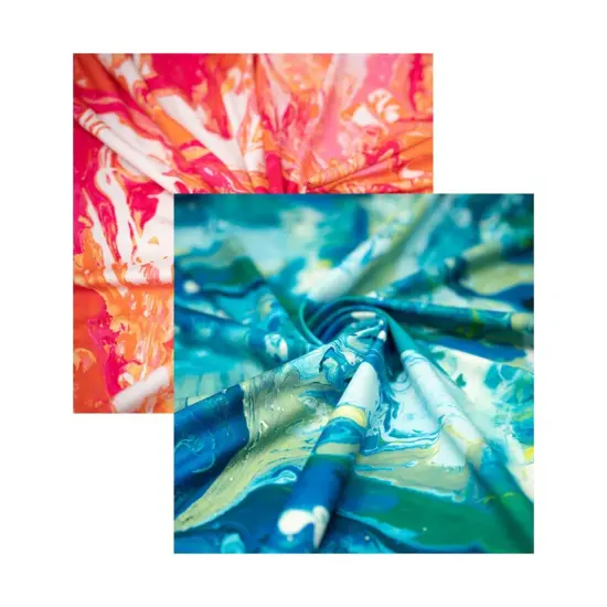 Multimarble Printed EcoTechflex Recycled Polyester Spandex Fabric Diva Blue/L {7}