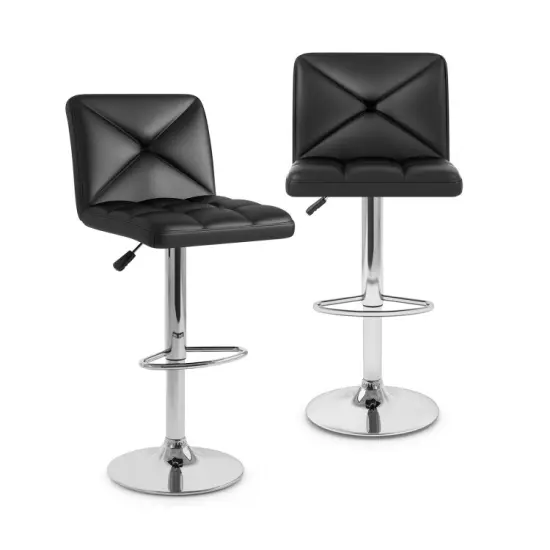PU Leather Bar Stools Set of 2 with Backrest, Adjustable Height, Modern Design, Comfortable Seating White {9}