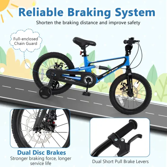 16 Inch Kids Bike Adjustable Frame with Shock Absorber, Bell, and Safety Features for Ages 4-7 {5}