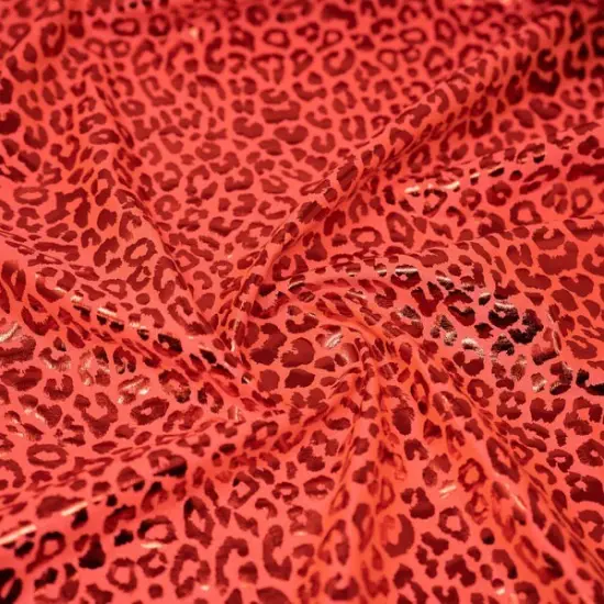 Loud Leo Foil Printed Spandex Fabric Coral/Gold {5}