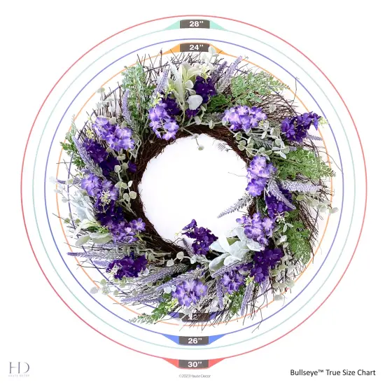 Haute Decor Mixed Lavender Floral 24-Inch Spring and Summer Wreath with Natural Grapevine {2}