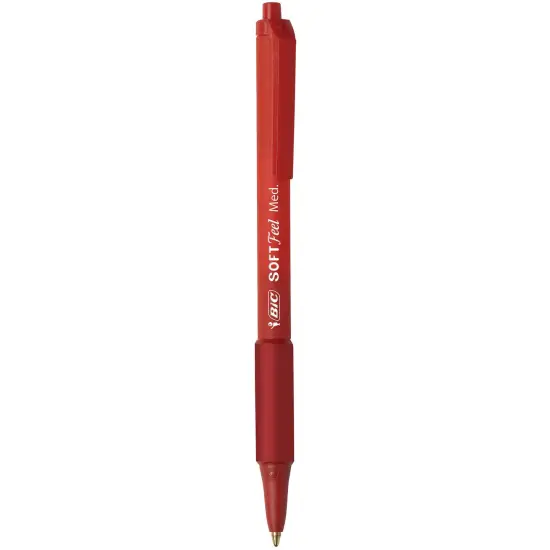 BIC Soft Feel Red Retractable Ballpoint Pens, Medium Point (1.0mm), 12-Count Pack, Black Pens With Soft-Touch Comfort Grip {4}