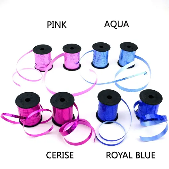 Star 3/16" and 3/8" Holographic Sparkles Curling Ribbon in 12 Colors | 24 Spools in Products Display Quickly | Sparkly Ribbon Great for Gift Wrap and Balloon String {5}