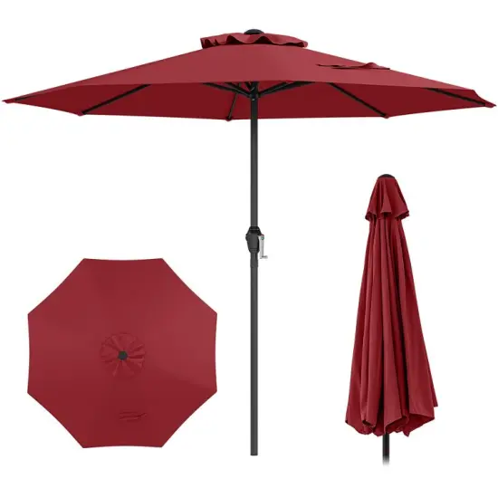 Fabric Outdoor Heavy Duty Market Umbrella with Crank Handle, 8 Sturdy Ribs, UV Protection Grey {8}