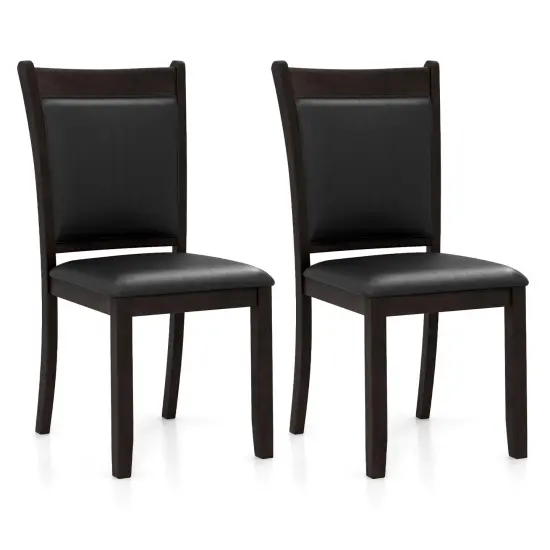 Dining Chairs Set of 2 Faux Leather Upholstered Kitchen Side Chairs with Padded Seat-Gray {1}