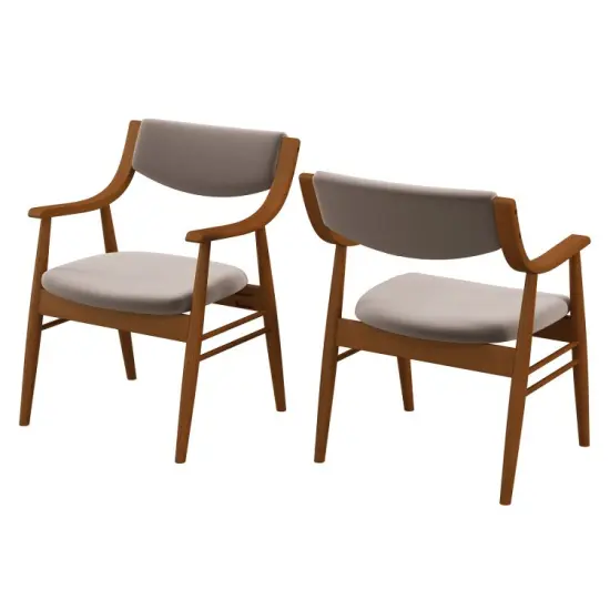Brown Wooden Dining Chair Set of 2 with Cushioned Seat and Back Support for Comfort Walnut {8}