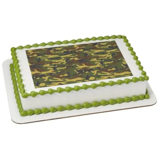 Green Camouflage PhotoCake&reg; Edible Cake Topper Icing Image for 1/4 Sheet Cake or Larger {1}
