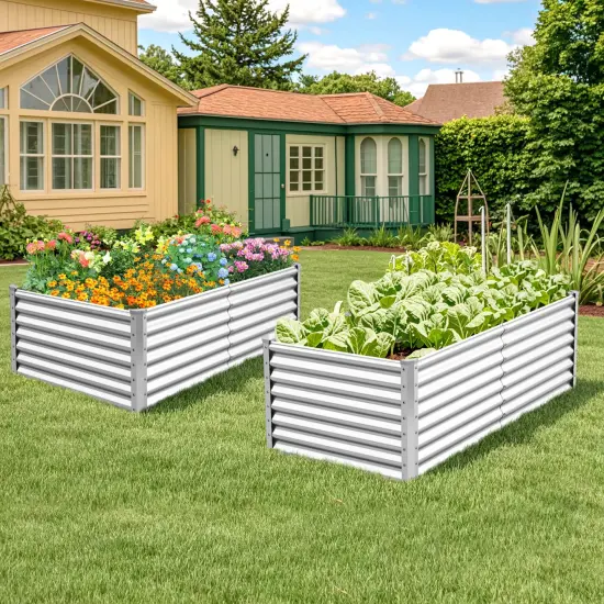 Costway Raised Garden Bed Large Metal Planter Box Kit for Vegetable Herb 6' x 3' x 2' {2}