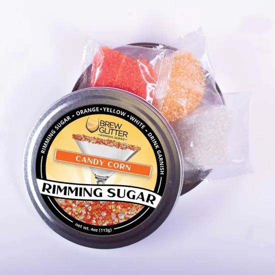 Brew Glitter - Candy Corn Themed Rimming Sugar (4oz, 1x Bar Tin) Cocktail Garnish for Mixed Drinks & Refreshments {3}