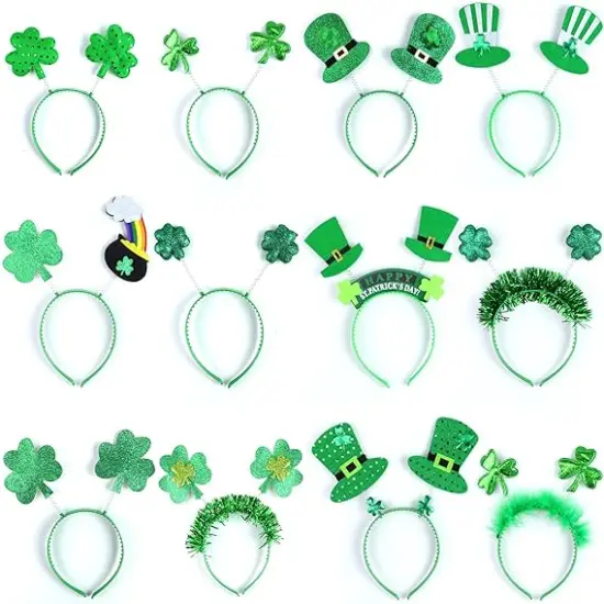 12 Pcs St. Patrick's Day Headband Leprechaun Headband Shamrock Green Headband-St. Patrick&rsquo;s Day Party Favors {1}