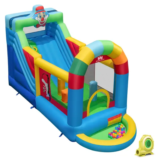 Inflatable Bounce House Obstacle Course with Ball Pit and Silde with 735W Blower {3}