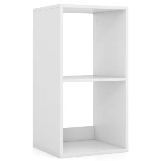 White Engineered Wood Open Back Cube Bookcase with Storage Shelves {1}