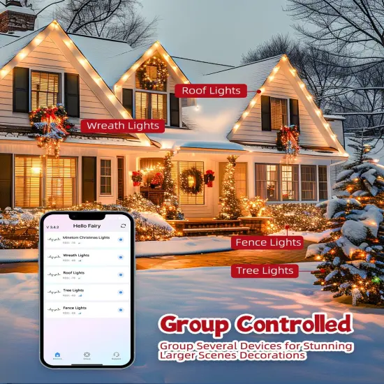 Color Changing Christmas Lights Outdoor, 66Ft 200 LED Smart RGB String Lights App Controlled, Dimmable Timer Twinkle Christmas Tree Lights, Xmas Tree Lights Plug in for Xmas Tree Party Decor {3}