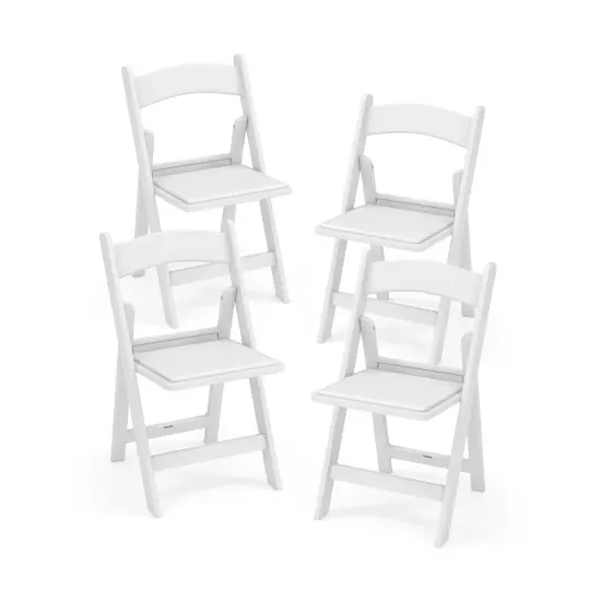 4 Pack Resin Folding Chairs with Padded Seat-White {1}