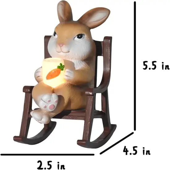 Solar Garden Statues Bunny Statue Easter Bunny Decorations Outdoor Resin Rabbit Garden Statue with Light Garden Decor Lawn Decorations 4.5 * 2.5 * 5.5 Inch Easter Gifts for Women {2}