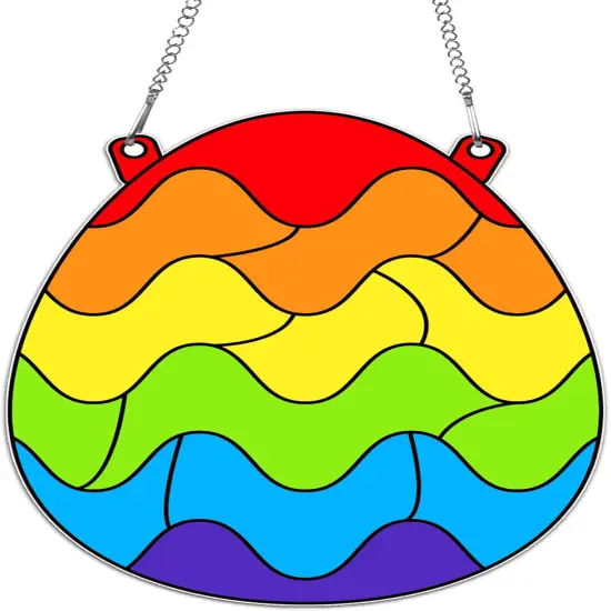 Easter Craft Kit for Kids Easter Egg Stained Glass Kit DIY Suncatcher Arts Crafts Hanging Window Decoration Egg Sticker Glass Made {1}