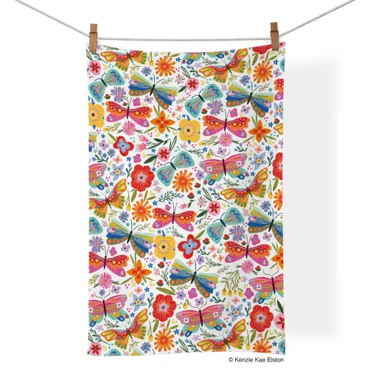 Butterfly Floral Cotton Kitchen Tea Towel {1}