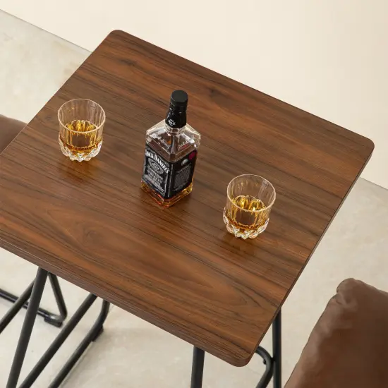 41"H Industrial Modern Square Wood Top Bar Height Pub Tables Brown {9}