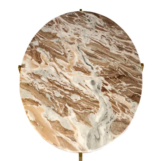 Brown Marble Nesting Coffee Table with Golden Metal Frame (6.5" Height) | Elegant & Sturdy Low-Profile Table | Space-Saving Modern Design | Perfect for Living Room, Lounge, Office & Home D&eacute;cor {3}