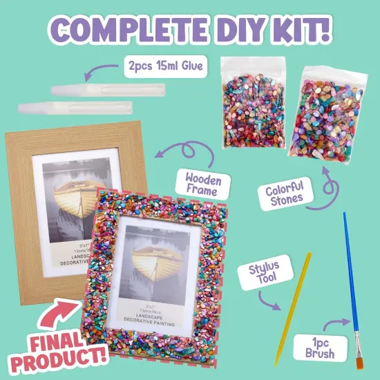 Kids Picture Frame Mosaic Craft Kit Craft DIY Arts & Crafts for Kids Frame Kit Great Birthday Gifts for 3 4 5 6 7 8 9 10 11 12 Year Old Holiday Christmas Gift for Girls {2}