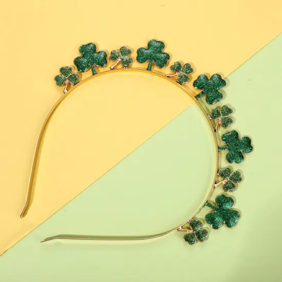 St. Patrick's Day Headbands, Glitter Rhinestone Shamrock Headbands Lucky Irish Hairbands St Patrick's Day Accessories Party Favors Gifts (Shamrock) {4}