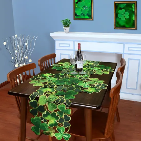 Embroidered Decorative Clover Table Runner for St. Patrick's Day (13x90 inches) {4}