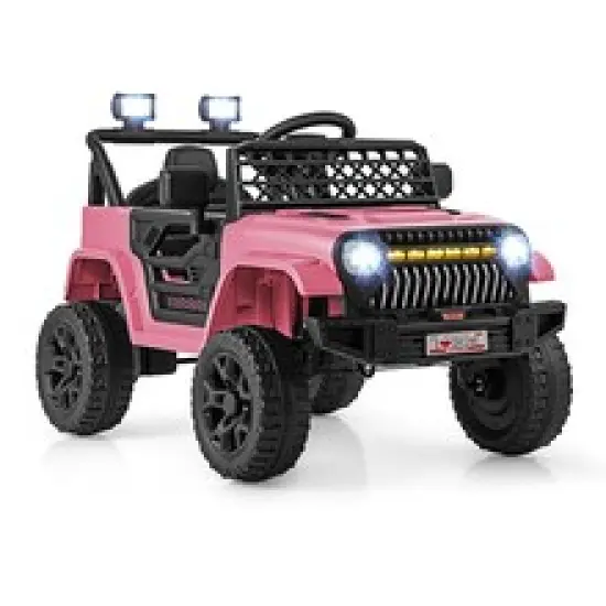 12V Ride-On Truck Car for Kids with Parental Remote, Music Player, and LED Lights Red {11}