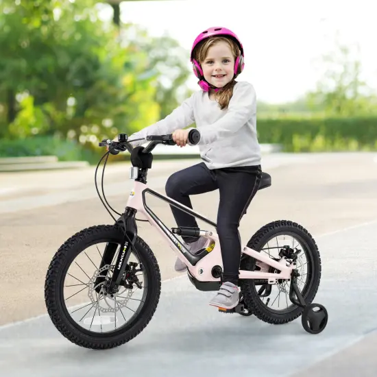 16 Inch Pink Kids Bike, Lightweight Design with Detachable Training Wheels, Ideal for Ages 4 to 7 {2}