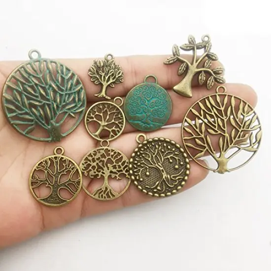 100g Craft Supplies Mixed Tree of Life Pendants Beads Charms Pendants for Crafting, Jewelry Findings Making Accessory for DIY Necklace Bracelet (M075) {2}