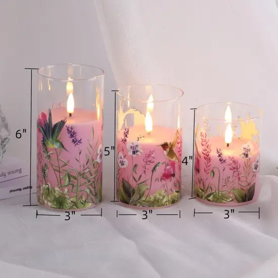 Elegant Glass Flameless LED Candles &ndash; Set of 3 Flickering Battery-Powered Pillar Candles with Remote {3}