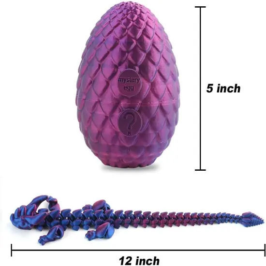 3D Printed Dragon, Articulated Crystal Dragon Egg Toy, Home Office Executive Desk Decor Fidget Toys {4}